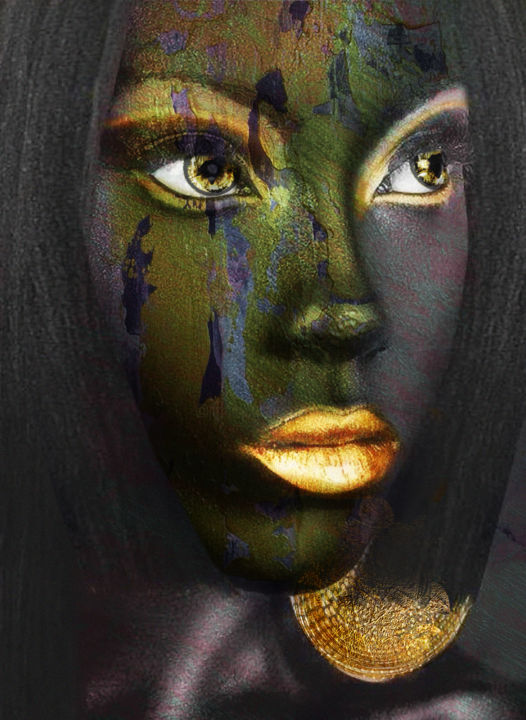 Digital Arts titled "golden eyes" by Dodi Ballada, Original Artwork, Digital Painting