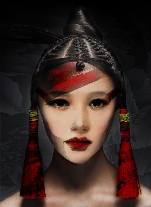 Digital Arts titled "katana" by Dodi Ballada, Original Artwork, Digital Painting