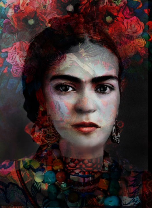 Digital Arts titled "Frida Kahlo" by Dodi Ballada, Original Artwork, Digital Painting