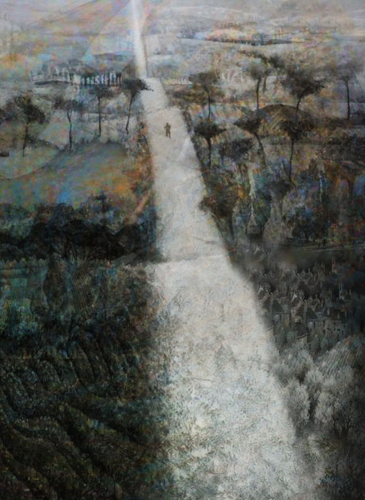 Digital Arts titled "sur la route" by Dodi Ballada, Original Artwork, Digital Painting