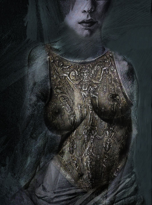 Arts numériques intitulée "armure de chiffon" par Dodi Ballada, Œuvre d'art originale, Peinture numérique