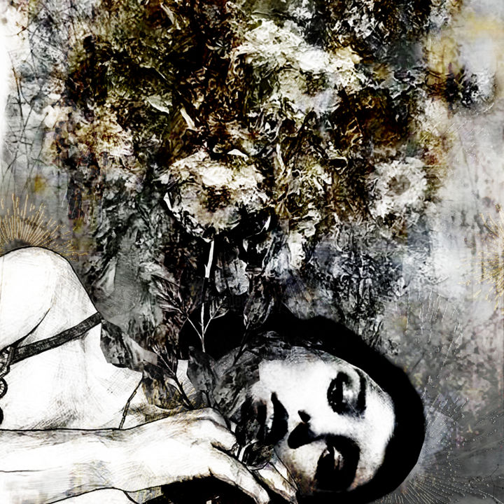 Digital Arts titled "woman in love" by Dodi Ballada, Original Artwork, Digital Painting