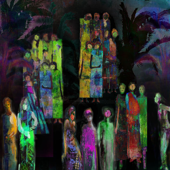 Digital Arts titled "in the shade of pal…" by Dodi Ballada, Original Artwork, Digital Painting