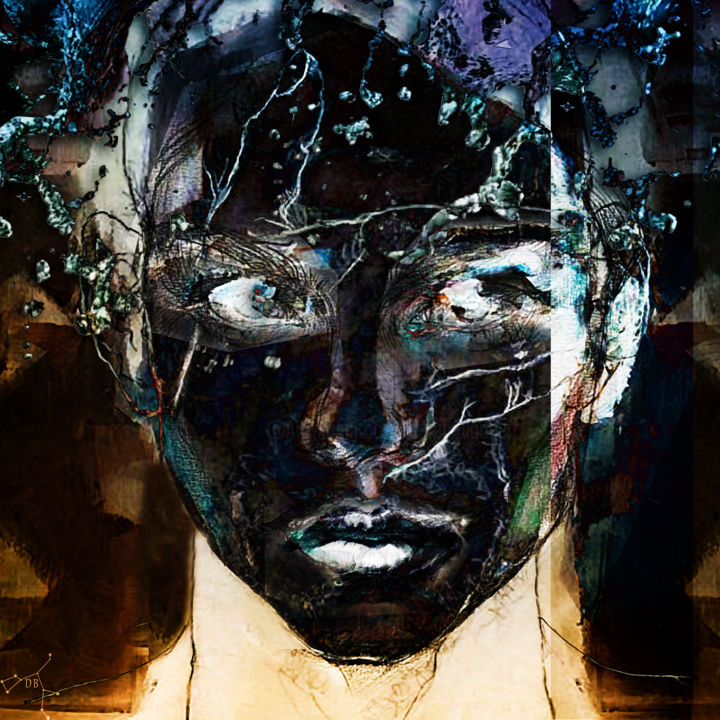 Arts numériques intitulée "je suis dans le noir" par Dodi Ballada, Œuvre d'art originale, Peinture numérique