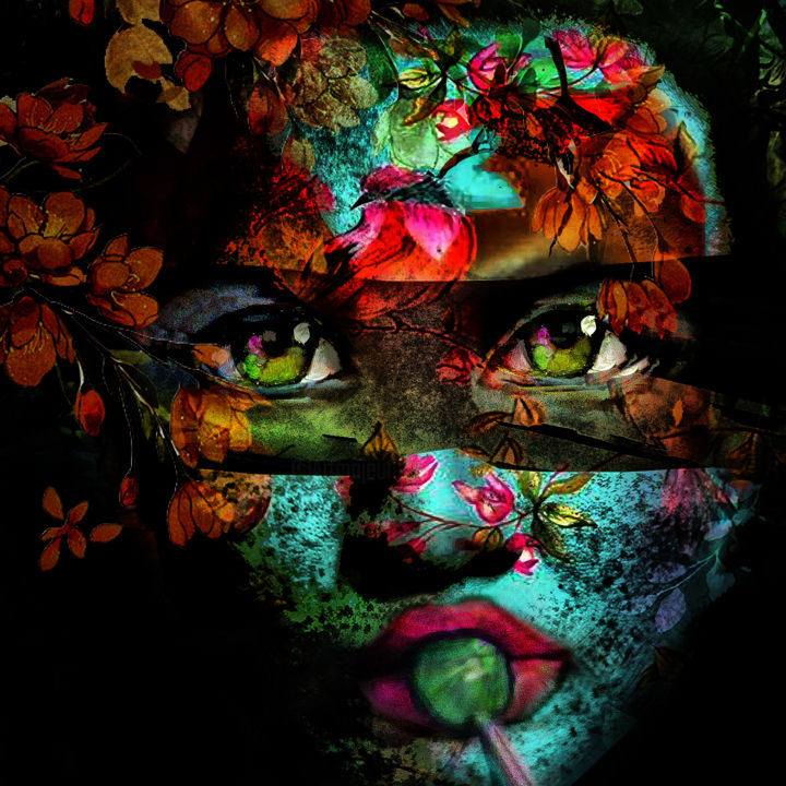 Digitale Kunst mit dem Titel "Annie aimait les su…" von Dodi Ballada, Original-Kunstwerk, Fotomontage