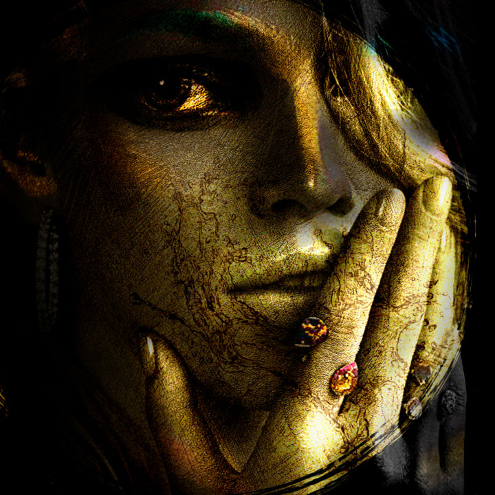 Digital Arts titled "Gold digger 2020" by Dodi Ballada, Original Artwork, Digital Painting