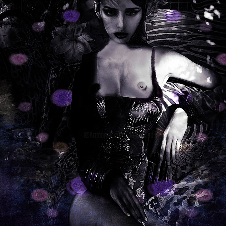 Digital Arts titled "Purple full bloom" by Dodi Ballada, Original Artwork, Digital Painting