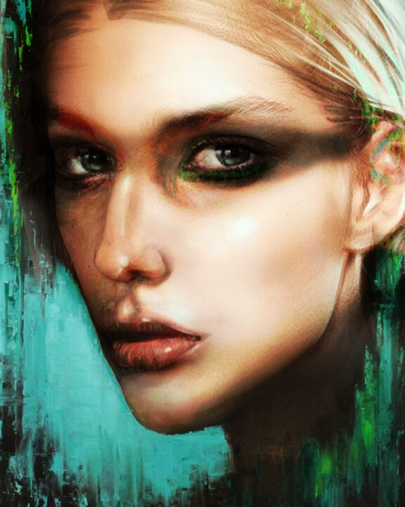 Digital Arts titled "Green gemstone" by Dodi Ballada, Original Artwork, 2D Digital Work