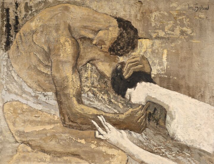 Pittura intitolato "Couple" da Dominique Bertrand, Opera d'arte originale, Olio