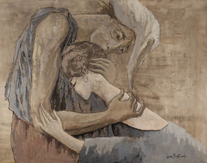 Pintura intitulada "Le baiser" por Dominique Bertrand, Obras de arte originais, Óleo