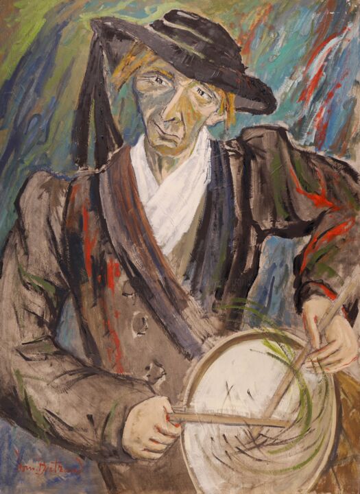 Pintura intitulada "Le tambour de Rumen…" por Dominique Bertrand, Obras de arte originais, Óleo