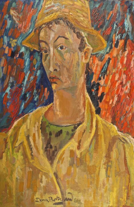 Painting titled "Autoportrait (1)" by Dominique Bertrand, Original Artwork, Oil