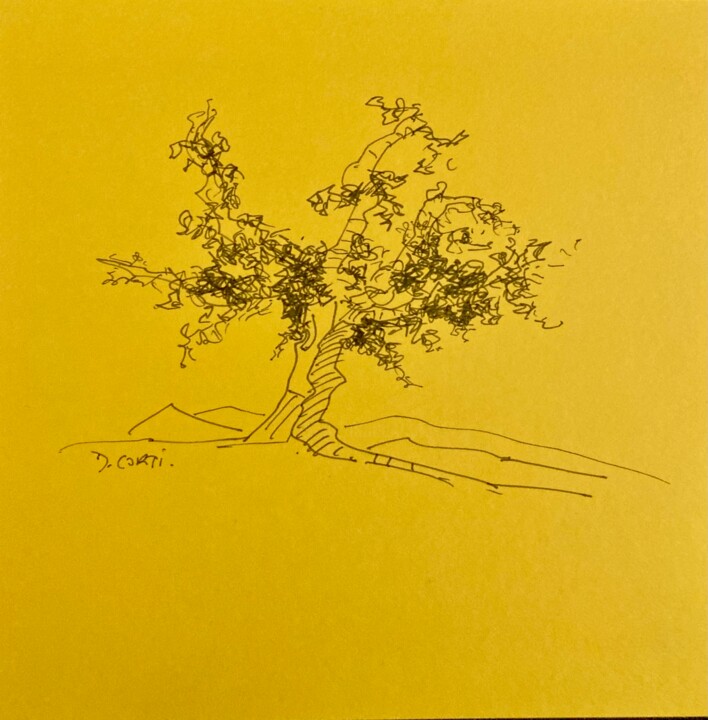 Drawing titled "LE PRINTEMPS" by Dominique Corti, Original Artwork, Ink