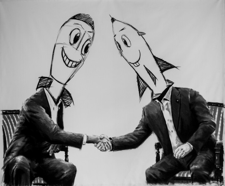 Рисунок под названием "bilateral-agreement…" - Domecq, Подлинное произведение искусства, Пастель