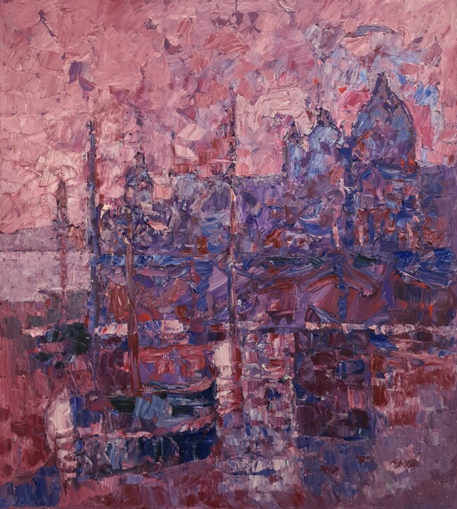 Pittura intitolato "Venezia cromatica,…" da Domenico Asmone, Opera d'arte originale, Olio Montato su Telaio per barella in l…