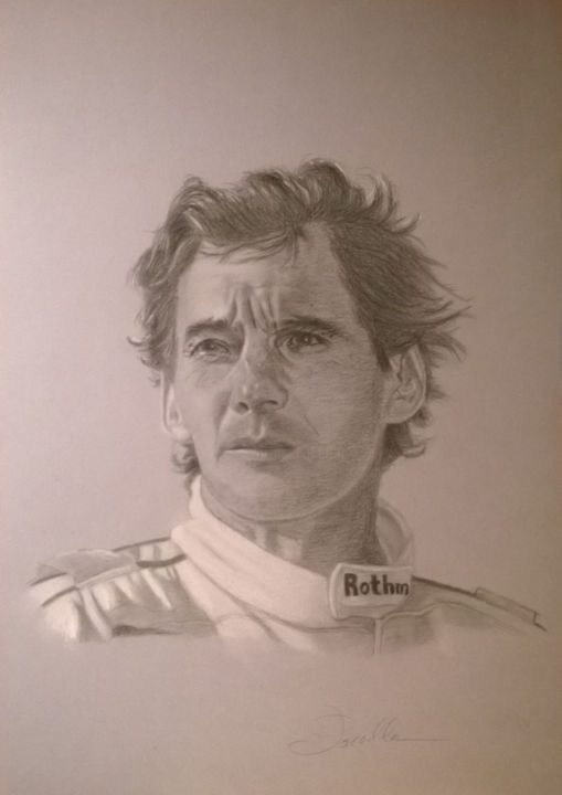 Drawing titled "Ayrton Senna" by Domenico Pacella, Original Artwork, Pencil