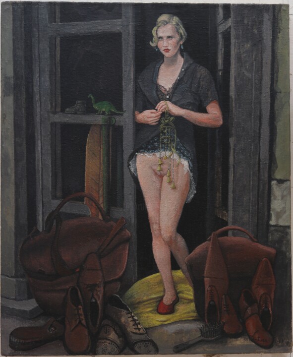 Ζωγραφική με τίτλο "la donna e le scarpe" από Domenico Ventura, Αυθεντικά έργα τέχνης, Λάδι