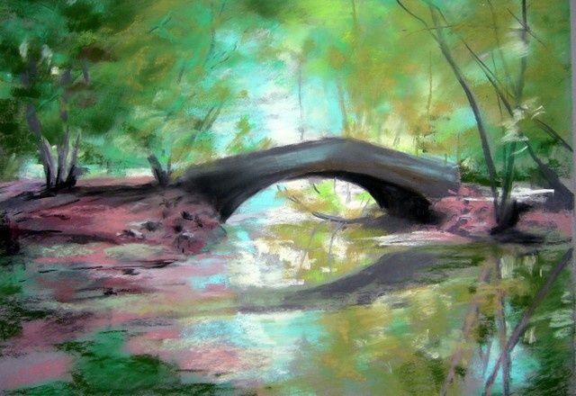 Painting titled "Pont Napoleon" by Jacqueline Mias Domenech, Original Artwork