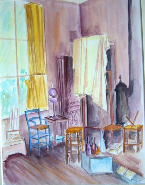 Peinture intitulée "Atelier-de-Cezanne.…" par Jacqueline Mias Domenech, Œuvre d'art originale