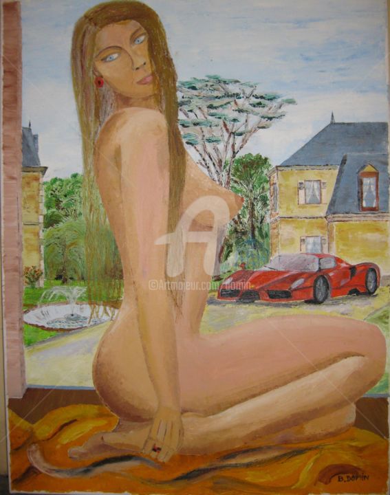 Peinture intitulée "Laetitia à la Ferra…" par Bertrand Domin, Œuvre d'art originale, Huile