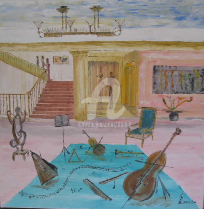 Peinture intitulée "danse-musicale-2002" par Bertrand Domin, Œuvre d'art originale, Huile