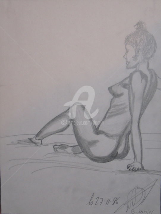 Dessin intitulée "marise-2-1986" par Bertrand Domin, Œuvre d'art originale, Crayon