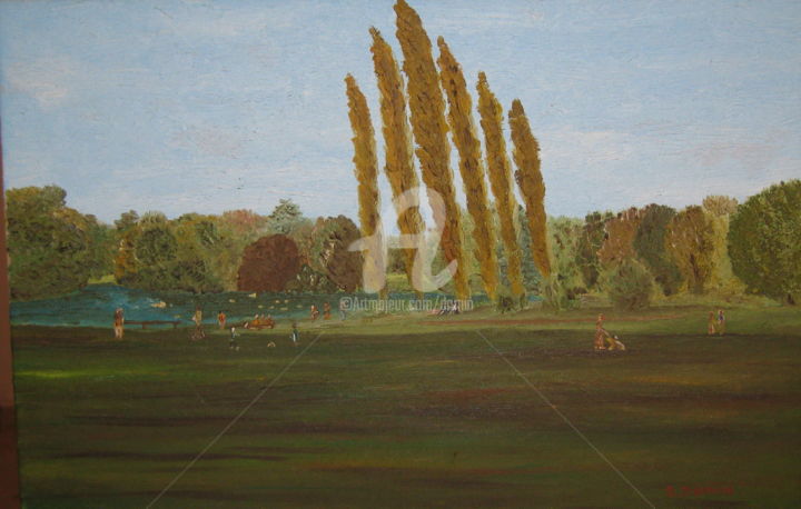 Painting titled "avec-odette-parc-ro…" by Bertrand Domin, Original Artwork, Oil