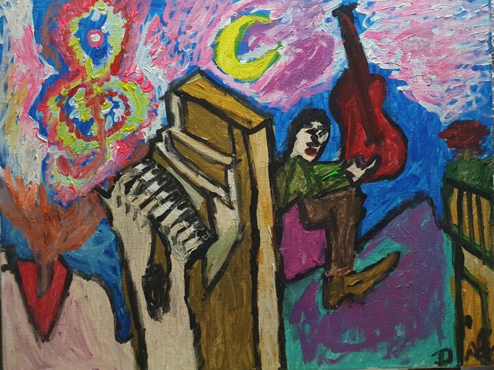 Pintura titulada "Agarra la música de…" por Dalca, Obra de arte original, Acrílico Montado en Bastidor de camilla de madera