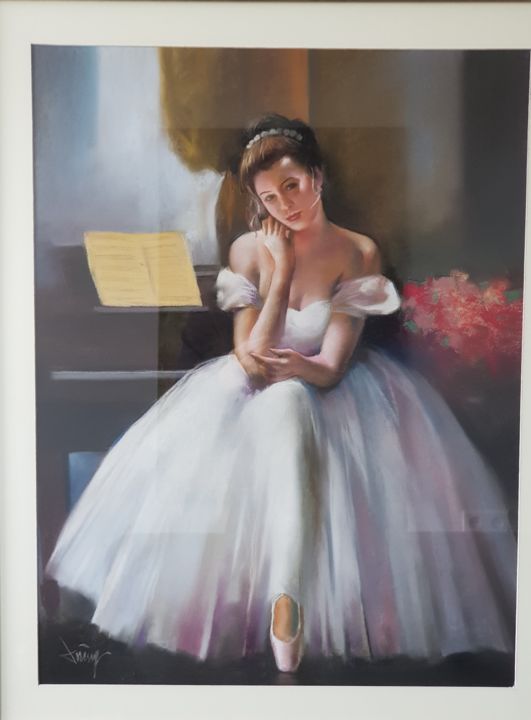 Disegno intitolato "Bailarina sentada" da Domingo Alvarez, Opera d'arte originale