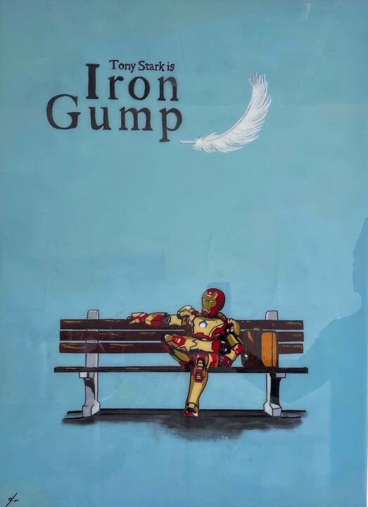 Painting titled "#GUMP" by Dominik Rutz, Original Artwork, Acrylic Mounted on Wood Stretcher frame
