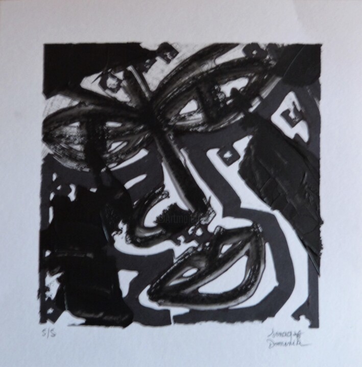 「de face」というタイトルの描画 Dominik Senaqによって, オリジナルのアートワーク, インク