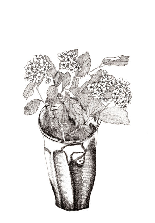 Drawing titled "Petit bouquet" by Dominika Lehocka, Original Artwork, Ink
