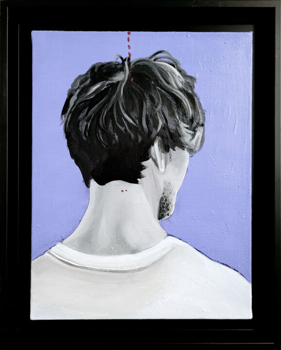 Pittura intitolato "Jeune homme" da Dominique Albertelli, Opera d'arte originale, Acrilico Montato su Barella di tela