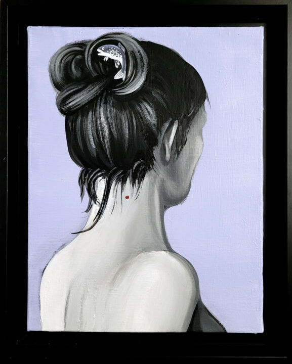 Pittura intitolato "Femme au chignon" da Dominique Albertelli, Opera d'arte originale, Acrilico Montato su Barella di tela