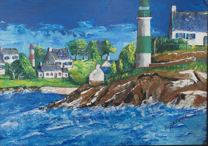 Painting titled "PORT BRETON" by Dominique Ansquer, Original Artwork, Acrylic