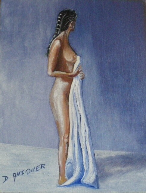 Painting titled "la sortie de bain" by Dominique Ansquer, Original Artwork