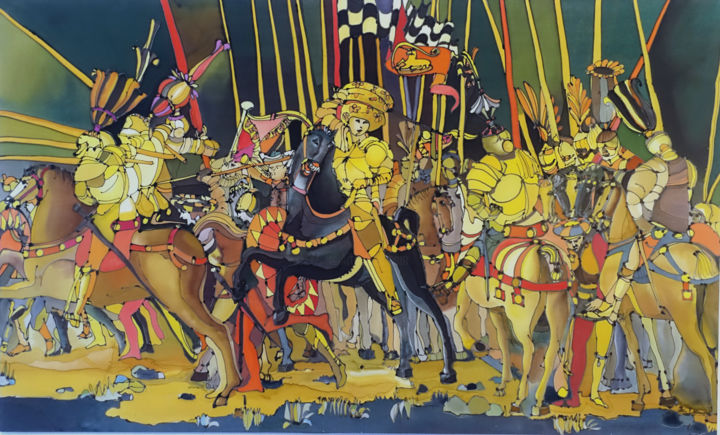 Pintura titulada "la bataille de SAN…" por Dominique Banquet, Obra de arte original, Tinta Montado en Otro panel rígido