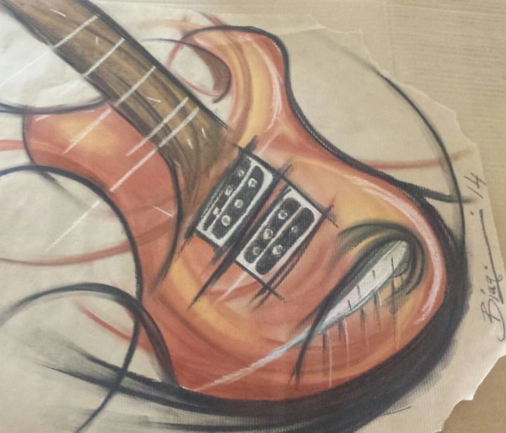 Painting titled "Guitar" by Dominique Biagini, Original Artwork