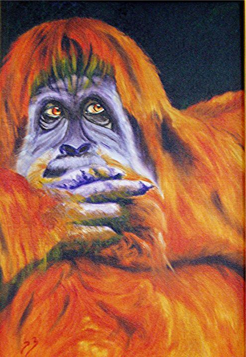 Painting titled "orang outang" by Dominique Blondel, Original Artwork, Acrylic