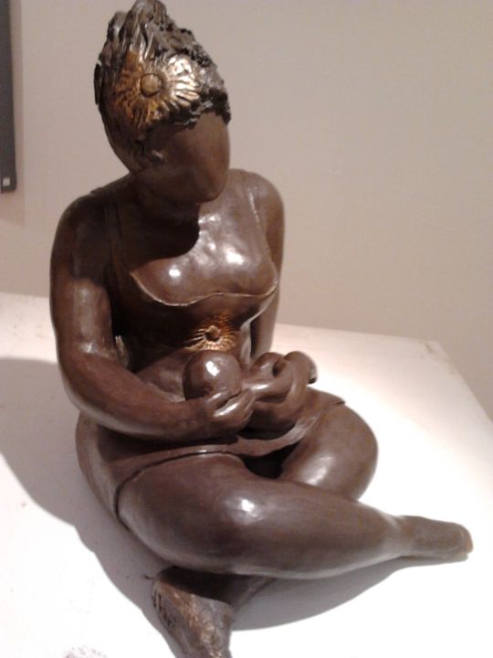 Sculpture intitulée "Maternité" par Dominique Brunetaud, Œuvre d'art originale, Terre cuite