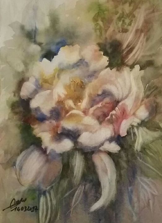 Painting titled "Fleur" by Dominique Carrere, Original Artwork