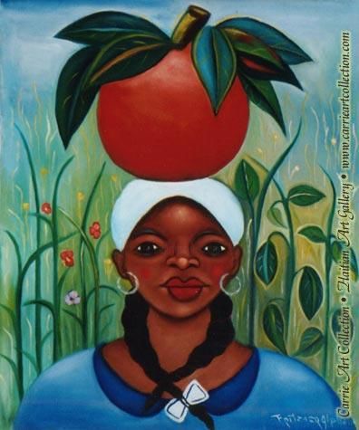 Painting titled "Gros Tomate" by Dominique Carrie, Original Artwork, Oil