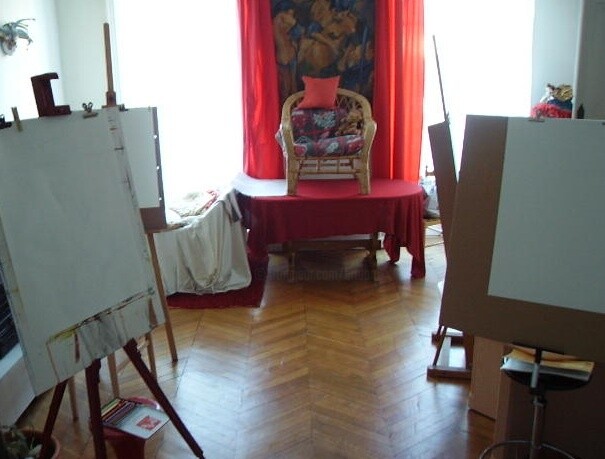 Painting titled "atelier vide" by Dominique De Roo, Original Artwork, Pencil