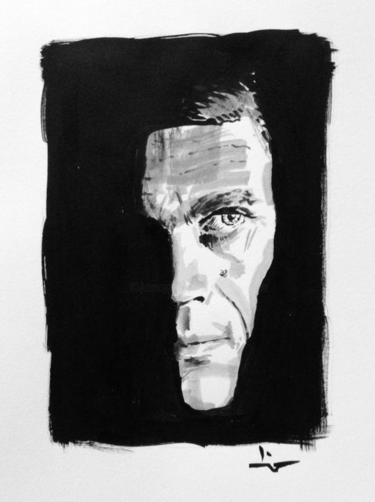 Painting titled "Portrait of Steve m…" by Dominique Dève, Original Artwork, Ink