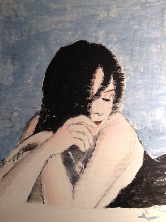 Painting titled "Woman in bed" by Dominique Dève, Original Artwork, Acrylic