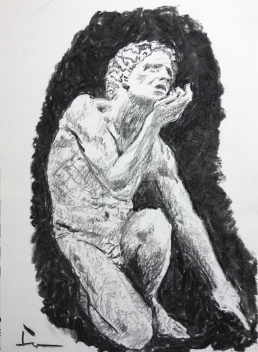 Dessin intitulée "Anatomy Study" par Dominique Dève, Œuvre d'art originale, Fusain