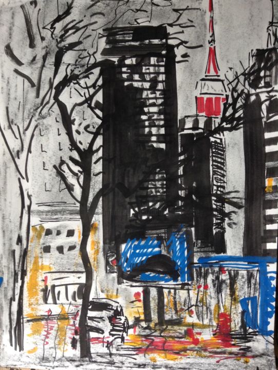 Painting titled "The Tree Urban Land…" by Dominique Dève, Original Artwork