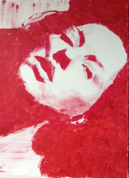 Painting titled "Study in Red" by Dominique Dève, Original Artwork, Acrylic