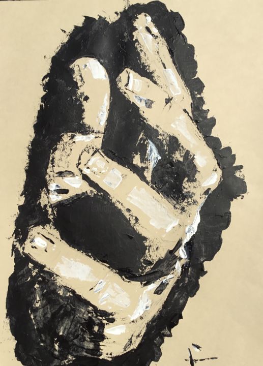 Schilderij getiteld "Hand Study" door Dominique Dève, Origineel Kunstwerk, Acryl