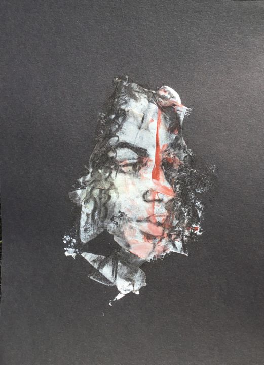 Dessin intitulée "Splash Face 2" par Dominique Dève, Œuvre d'art originale, Fusain